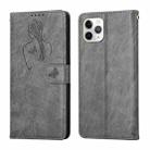 For iPhone 11 Pro Max Beauty Girl Embossing Pattern Horizontal Flip Leather Case with Holder & Card Slot & Wallet & Photo Frame (Grey) - 1