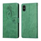 Beauty Girl Embossing Pattern Horizontal Flip Leather Case with Holder & Card Slot & Wallet & Photo Frame For iPhone X / XS(Green) - 1