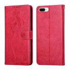 Beauty Girl Embossing Pattern Horizontal Flip Leather Case with Holder & Card Slot & Wallet & Photo Frame For iPhone 8 Plus / 7 Plus(Red) - 1