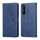 For Sony Xperia 1 III Beauty Girl Embossing Pattern Horizontal Flip Leather Case with Holder & Card Slot & Wallet & Photo Frame(Blue) - 1