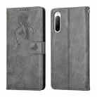 For Sony Xperia 10 II Beauty Girl Embossing Pattern Horizontal Flip Leather Case with Holder & Card Slot & Wallet & Photo Frame(Gray) - 1