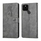 For Google Pixel 5 XL / Pixel 4a Beauty Girl Embossing Pattern Horizontal Flip Leather Case with Holder & Card Slot & Wallet & Photo Frame(Gray) - 1