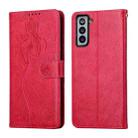 For Samsung Galaxy S21 5G Beauty Girl Embossing Pattern Horizontal Flip Leather Case with Holder & Card Slot & Wallet & Photo Frame(Red) - 1