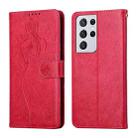 For Samsung Galaxy S21 Ultra 5G Beauty Girl Embossing Pattern Horizontal Flip Leather Case with Holder & Card Slot & Wallet & Photo Frame(Red) - 1
