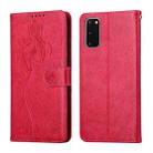 For Samsung Galaxy S20 Beauty Girl Embossing Pattern Horizontal Flip Leather Case with Holder & Card Slot & Wallet & Photo Frame(Red) - 1