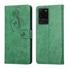 For Samsung Galaxy S20 Ultra Beauty Girl Embossing Pattern Horizontal Flip Leather Case with Holder & Card Slot & Wallet & Photo Frame(Green) - 1
