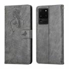 For Samsung Galaxy S20 Ultra Beauty Girl Embossing Pattern Horizontal Flip Leather Case with Holder & Card Slot & Wallet & Photo Frame(Grey) - 1