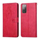 For Samsung Galaxy S20 FE Beauty Girl Embossing Pattern Horizontal Flip Leather Case with Holder & Card Slot & Wallet & Photo Frame(Red) - 1