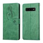 For Samsung Galaxy S10 Beauty Girl Embossing Pattern Horizontal Flip Leather Case with Holder & Card Slot & Wallet & Photo Frame(Green) - 1