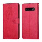 For Samsung Galaxy S10 Beauty Girl Embossing Pattern Horizontal Flip Leather Case with Holder & Card Slot & Wallet & Photo Frame(Red) - 1