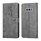 For Samsung Galaxy S10e Beauty Girl Embossing Pattern Horizontal Flip Leather Case with Holder & Card Slot & Wallet & Photo Frame(Grey) - 1