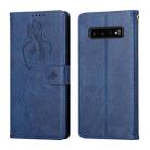 For Samsung Galaxy S10+ Beauty Girl Embossing Pattern Horizontal Flip Leather Case with Holder & Card Slot & Wallet & Photo Frame(Blue) - 1