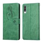For Samsung Galaxy A70 Beauty Girl Embossing Pattern Horizontal Flip Leather Case with Holder & Card Slot & Wallet & Photo Frame(Green) - 1