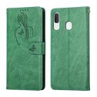 For Samsung Galaxy A20e Beauty Girl Embossing Pattern Horizontal Flip Leather Case with Holder & Card Slot & Wallet & Photo Frame(Green) - 1
