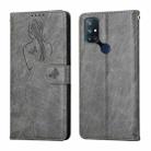 For OnePlus Nord 10 5G Beauty Girl Embossing Pattern Horizontal Flip Leather Case with Holder & Card Slot & Wallet & Photo Frame(Grey) - 1