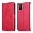 For OnePlus 8T Beauty Girl Embossing Pattern Horizontal Flip Leather Case with Holder & Card Slot & Wallet & Photo Frame(Red) - 1
