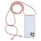 For iPhone 13 Pro Transparent Acrylic Airbag Shockproof Phone Protective Case with Lanyard (Pink Apricot Coffee) - 1