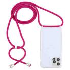 For iPhone 13 Transparent Acrylic Airbag Shockproof Phone Protective Case with Lanyard(Rose Red) - 1