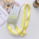 Gradient Glitter Powder Epoxy TPU Thickened Acrylic Shockproof Case with Wide Neck Lanyard For iPhone 13 Pro Max(Yellow) - 1