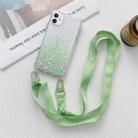 Gradient Glitter Powder Epoxy TPU Thickened Acrylic Shockproof Case with Wide Neck Lanyard For iPhone 12 mini(Green) - 1