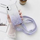 For iPhone 12 Pro Max Gradient Glitter Powder Epoxy TPU Thickened Acrylic Shockproof Case with Wide Neck Lanyard(Purple) - 1