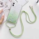 Gradient Glitter Powder Epoxy TPU Thickened Acrylic Shockproof Case with Round Neck Lanyard For iPhone 12 mini(Green) - 1