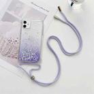 For iPhone 12 / 12 Pro Gradient Glitter Powder Epoxy TPU Thickened Acrylic Shockproof Case with Round Neck Lanyard(Purple) - 1