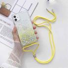 Gradient Glitter Powder Epoxy TPU Thickened Acrylic Shockproof Case with Round Neck Lanyard For iPhone 12 / 12 Pro(Yellow) - 1