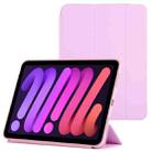 For iPad mini 6 3-fold Horizontal Flip Smart Leather Tablet Case with Sleep / Wake-up Function & Holder(Pink) - 1