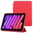 For iPad mini 6 3-fold Horizontal Flip Smart Leather Tablet Case with Sleep / Wake-up Function & Holder(Red) - 1