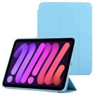 For iPad mini 6 3-fold Horizontal Flip Smart Leather Tablet Case with Sleep / Wake-up Function & Holder(Blue) - 1