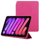 For iPad mini 6 3-fold Horizontal Flip Smart Leather Tablet Case with Sleep / Wake-up Function & Holder(Rose Red) - 1