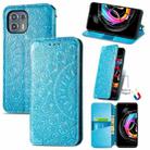 For Motorola Edge 20 Lite Blooming Mandala Embossed Pattern Magnetic Horizontal Flip Leather Case with Holder & Card Slots & Wallet(Blue) - 1