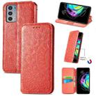 For Motorola Edge 20 Blooming Mandala Embossed Pattern Magnetic Horizontal Flip Leather Case with Holder & Card Slots & Wallet(Orange) - 1