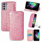 For Motorola Edge 20 Blooming Mandala Embossed Pattern Magnetic Horizontal Flip Leather Case with Holder & Card Slots & Wallet(Pink) - 1