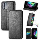 For Motorola Edge 20 Blooming Mandala Embossed Pattern Magnetic Horizontal Flip Leather Case with Holder & Card Slots & Wallet(Black) - 1