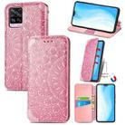 For vivo S7 Blooming Mandala Embossed Pattern Magnetic Horizontal Flip Leather Case with Holder & Card Slots & Wallet(Pink) - 1