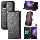 For vivo V21 Blooming Mandala Embossed Pattern Magnetic Horizontal Flip Leather Case with Holder & Card Slots & Wallet(Black) - 1