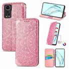 For ZTE Axon 30 5G Blooming Mandala Embossed Pattern Magnetic Horizontal Flip Leather Case with Holder & Card Slots & Wallet(Pink) - 1