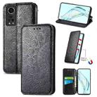 For ZTE Axon 30 5G Blooming Mandala Embossed Pattern Magnetic Horizontal Flip Leather Case with Holder & Card Slots & Wallet(Black) - 1