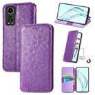 For ZTE Axon 30 5G Blooming Mandala Embossed Pattern Magnetic Horizontal Flip Leather Case with Holder & Card Slots & Wallet(Purple) - 1