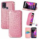 For Infinix Hot 10T Blooming Mandala Embossed Pattern Magnetic Horizontal Flip Leather Case with Holder & Card Slots & Wallet(Pink) - 1