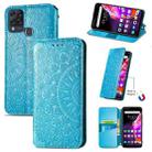 For Infinix Hot 10T Blooming Mandala Embossed Pattern Magnetic Horizontal Flip Leather Case with Holder & Card Slots & Wallet(Blue) - 1