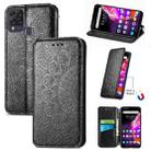 For Infinix Hot 10T Blooming Mandala Embossed Pattern Magnetic Horizontal Flip Leather Case with Holder & Card Slots & Wallet(Black) - 1