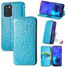 For Infinix Note 10 Pro Blooming Mandala Embossed Pattern Magnetic Horizontal Flip Leather Case with Holder & Card Slots & Wallet(Blue) - 1