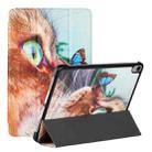 Silk Texture Colored Drawing Pattern Horizontal Flip Magnetic PU Leather Tablet Case with Three-folding Holder & Sleep / Wake-up Function For iPad mini 6(Cat and Butterfly) - 1