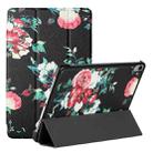 Silk Texture Colored Drawing Pattern Horizontal Flip Magnetic PU Leather Tablet Case with Three-folding Holder & Sleep / Wake-up Function For iPad mini 6(Black Peony) - 1