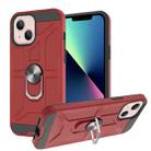 For iPhone 13 War-god Armor TPU + PC Shockproof Magnetic Protective Case with Ring Holder(Red) - 1