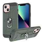 For iPhone 13 War-god Armor TPU + PC Shockproof Magnetic Protective Case with Ring Holder(Deep Green) - 1