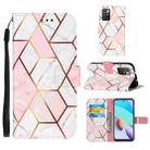 For Xiaomi Redmi 10 Marble Stitching Horizontal Flip PU Leather Case with Holder & Card Slots & Wallet & Lanyard(Pink White) - 1